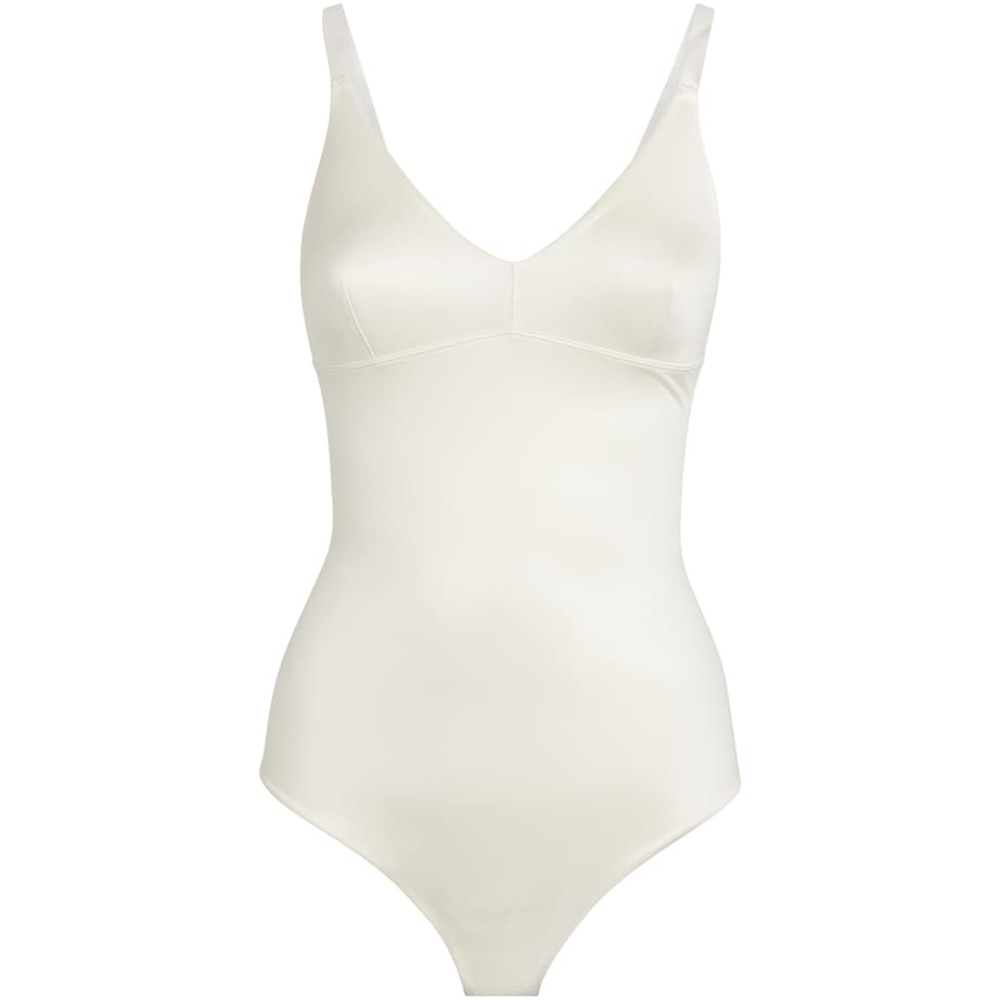 SPANX Cream Shapewear Bodysuit with Seamless Design